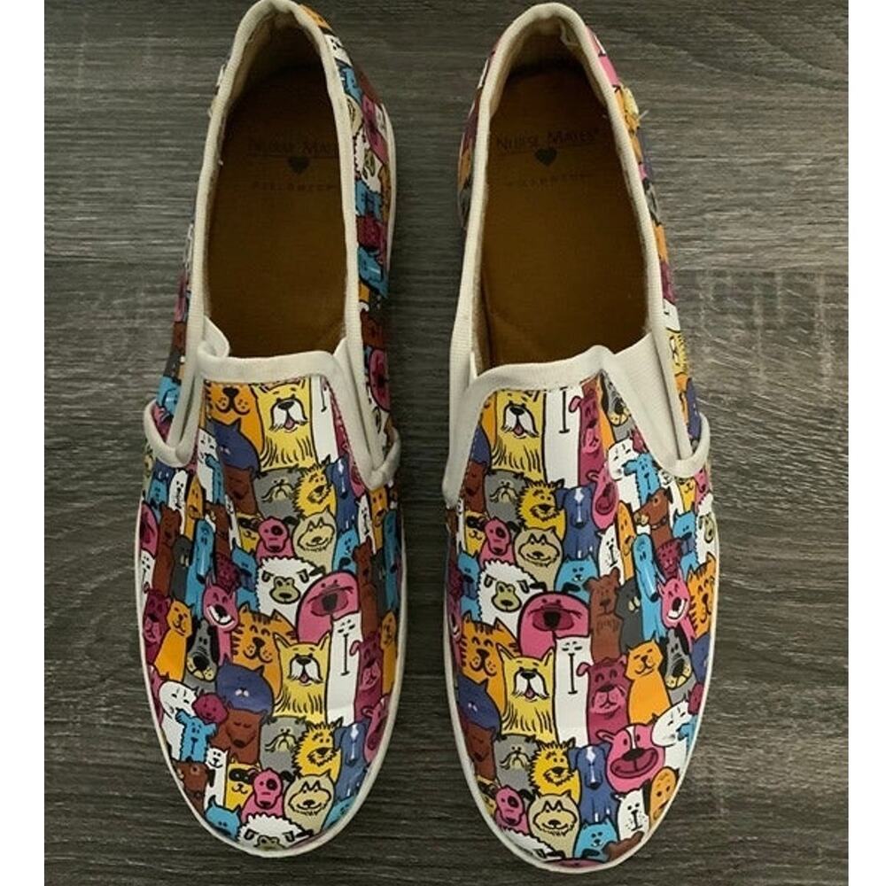 Nurse Mates Pillowtop Cartoon Print Slip On Shoes Women’s Size 10W USED